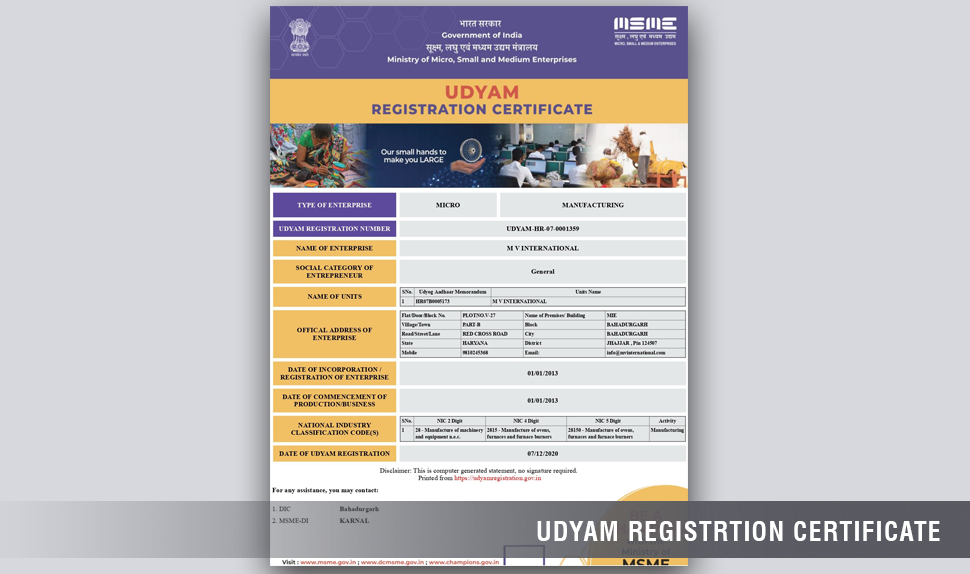 Udyam Registration Certificate